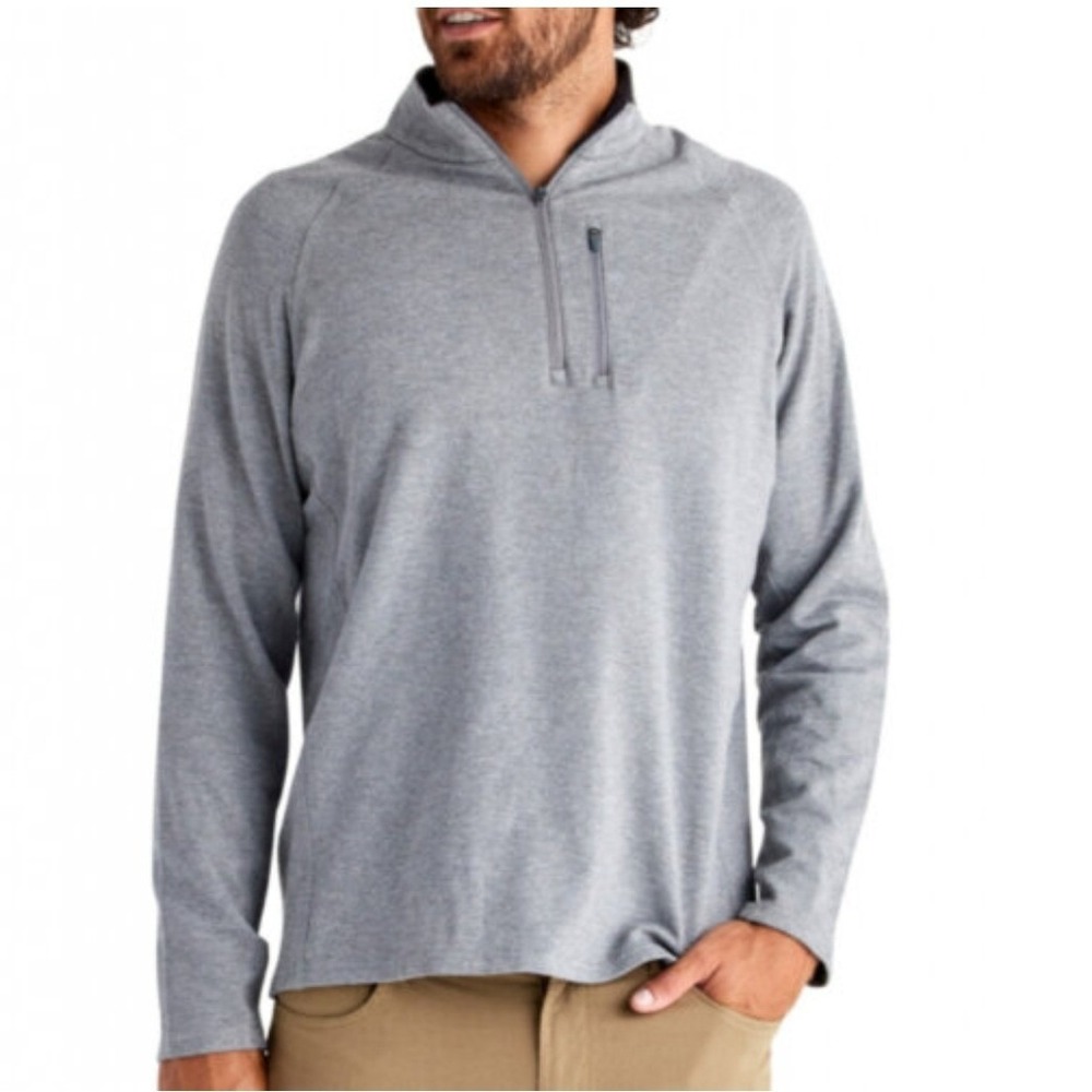 Free Fly Heritage Bamboo Quarter‎ Zip Pullover Heather Gray XL Long Sleeve Top